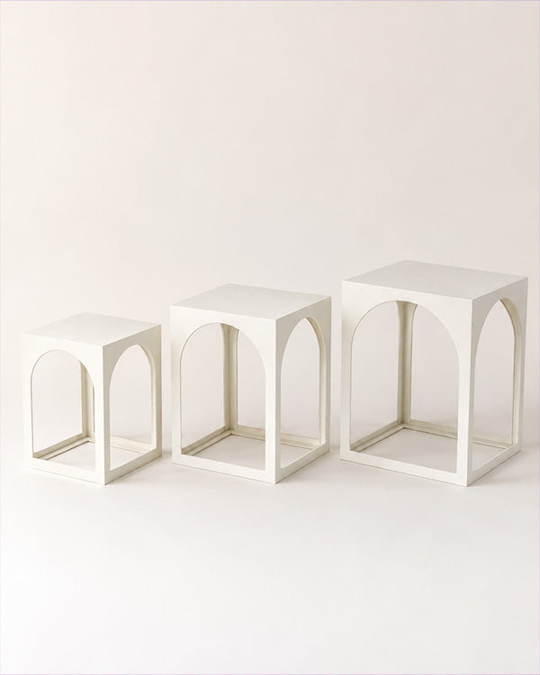 Architectural Arched Metal Nesting Side Tables, Set of 3 | White or Black