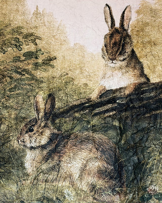 Vintage Botanical Rabbit Paper Tapestry Wall Art