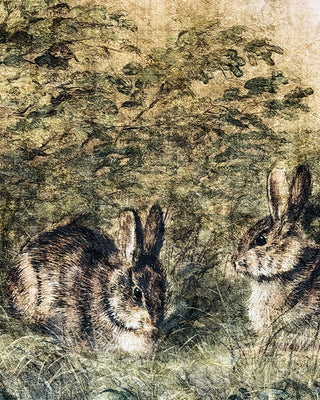 Vintage Botanical Rabbit Paper Tapestry Wall Art