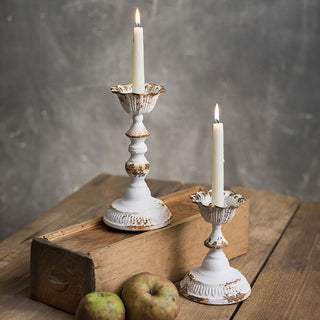 Rusted Patina Metal Candle Holders, Set of 2