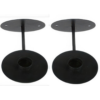 Two black metal wall brackets on a white background