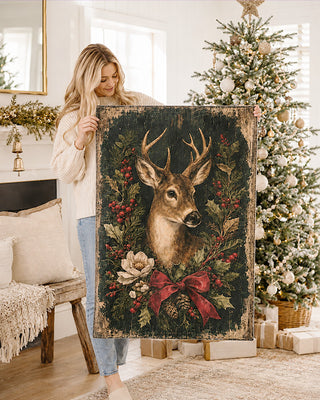 Vintage-Inspired Reindeer Paper Wall Tapestry