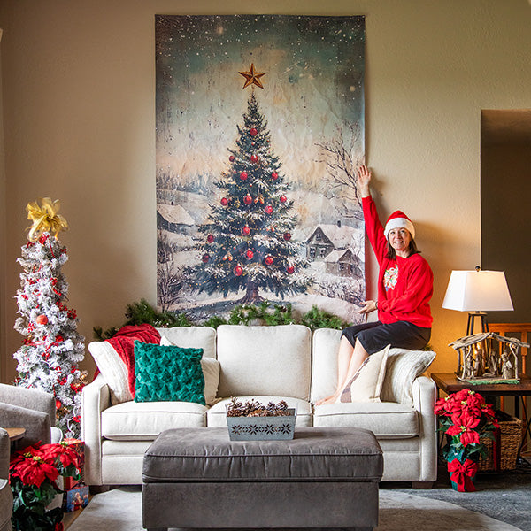 Christmas Tree Fireplace Tapestry Christmas Decorations Fireplace