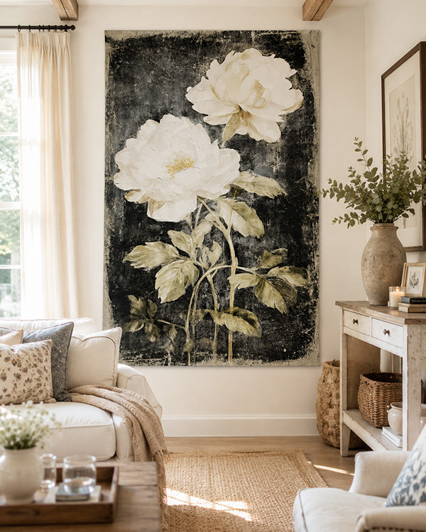 Large Vintage Inspired Floral Wall Tapestry
