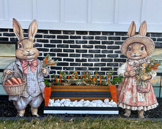bunny signs with carrot decor yard decor easter decor spring decor