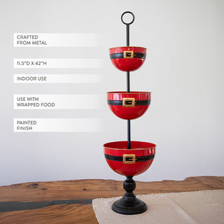 Santa Claus 3-Tier Metal Serving Stand | 42 Inch Festive Showstopper