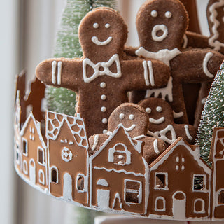 26 Inch Three Tier Gingerbread Village Serving Stand | Iron Food Safe Trays