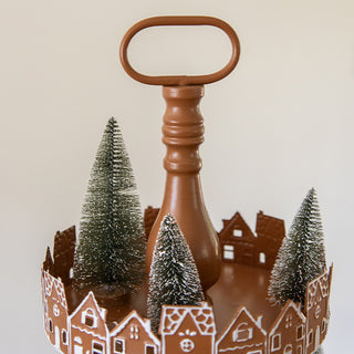 26 Inch Three Tier Gingerbread Village Serving Stand | Iron Food Safe Trays