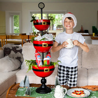 Santa Claus 3-Tier Metal Serving Stand | 42 Inch Festive Showstopper