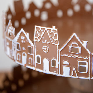 Rustic Wood Gingerbread Village Tiered Cake Stand, Set of 2