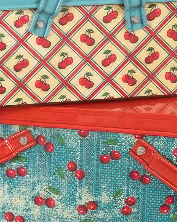 Americana Cherries Metal Bin, Set of 2 Nesting Storage Lids