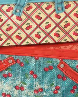 Americana Cherries Metal Bin, Set of 2 Nesting Storage Lids