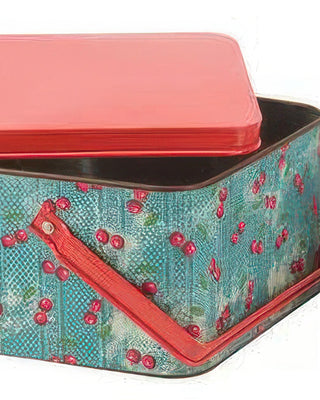 Americana Cherries Metal Bin, Set of 2 Nesting Storage Lids