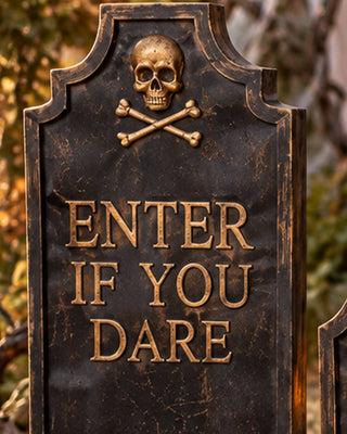 Creepy Weathered Metal & Wood Tombstones, Set of 3
