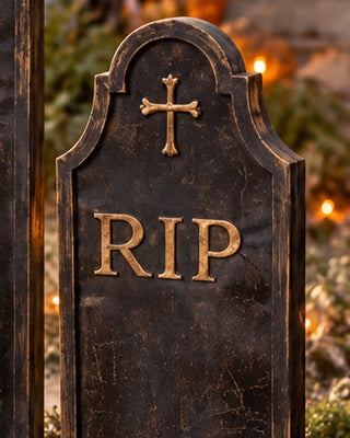 Creepy Weathered Metal & Wood Tombstones, Set of 3
