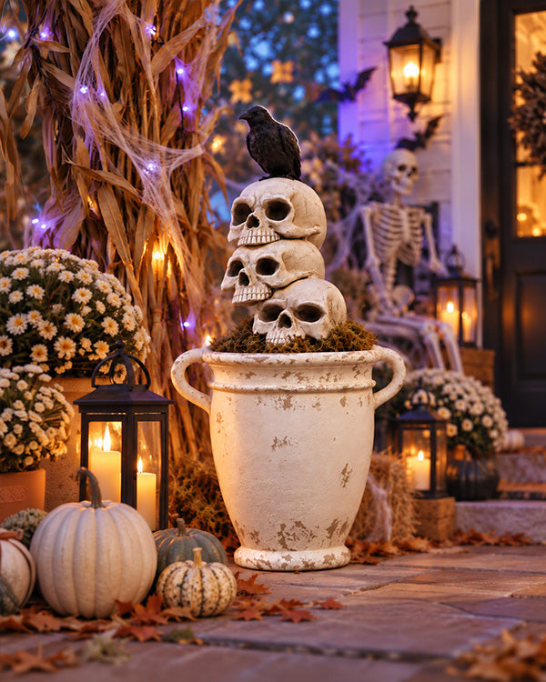 Estate Skull Topiary with Urn