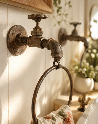 Weathered Water Spigot Towel Holder, Set of Two