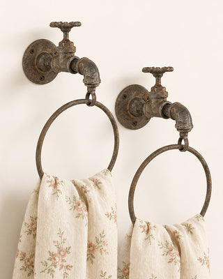 Weathered Water Spigot Towel Holder, Set of Two