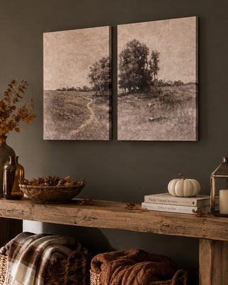 Vintage-Inspired Trail Landscape Canvas Wall Art, Set of 2