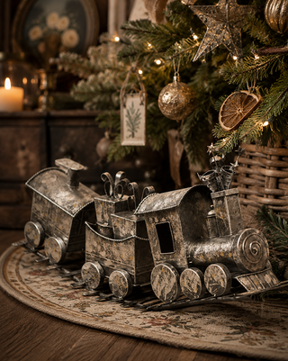 Metal Holiday Train 28 Inch Antique Bronze Christmas Decor