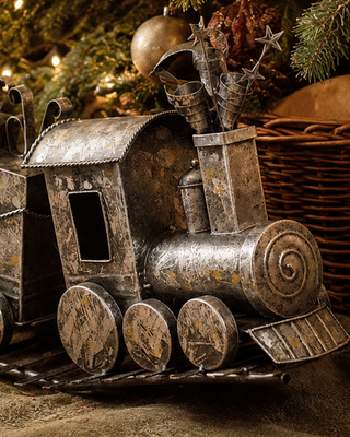 Metal Holiday Train 28 Inch Antique Bronze Christmas Decor