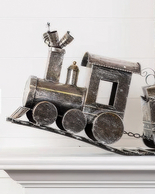 Metal Holiday Train 28 Inch Antique Bronze Christmas Decor