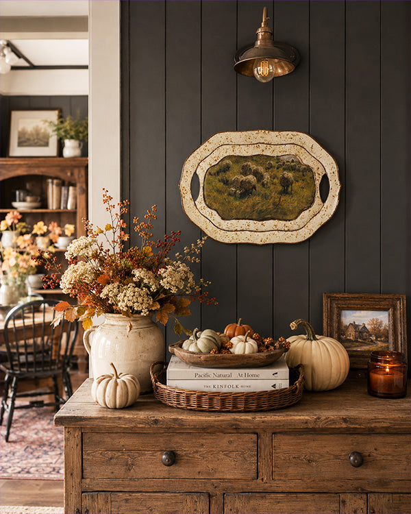 Grazing Sheep Vintage Metal Tray with Handles | Farmhouse Decor