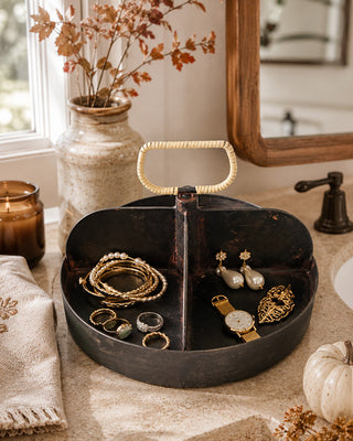 Sculpted Round Divided Serving Tray with Handle