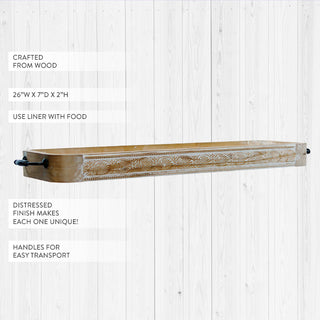 distressed white wood serving tray 26 inch
