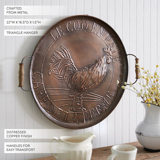 Distressed copper rooster wall tray farmhouse kitchen decor