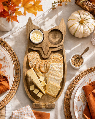 Owl Serving Tray with Bowls and Spoon Set
