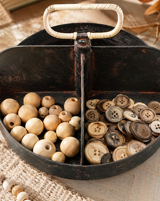 Sculpted Round Divided Serving Tray with Handle