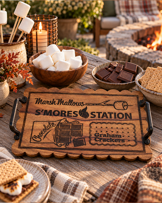 Campfire Wood & Iron S'mores Serving Tray