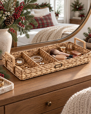 Countryside Three-Section Woven Rattan Tray
