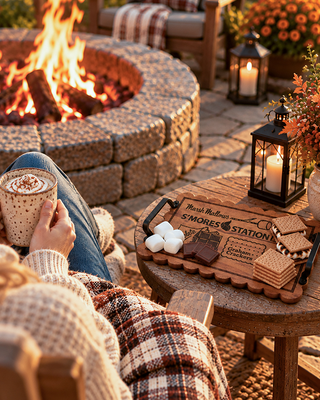 Campfire Wood & Iron S'mores Serving Tray