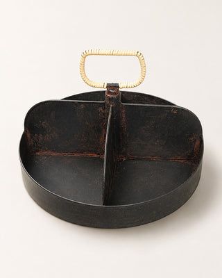 Sculpted Round Divided Serving Tray with Handle