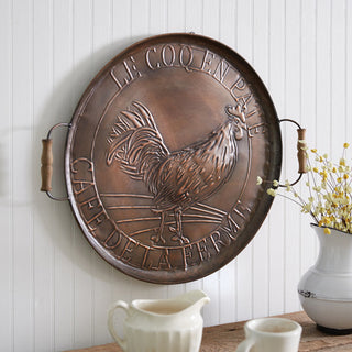 Rustic copper rooster kitchen wall decor tray