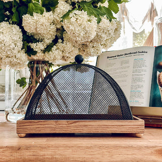 Farmhouse wood and iron bread basket