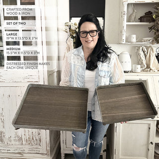 Nesting Corrugated Metal Tray Risers, Set of 2