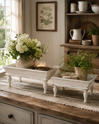White Footed Tray, Set of 2 | Cottage Charm