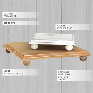 Distressed wood pedestal stand set farmhouse display risers
