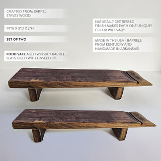 Handmade reclaimed wood riser set, food safe serving boards