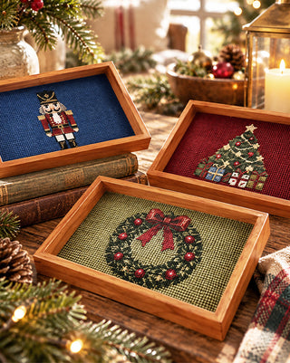 Needlepoint Christmas Valet Trays, Set of 5