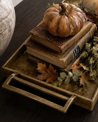 Heavy Metal Serving Trays with Handles, Set of 2 Tabletop Decor