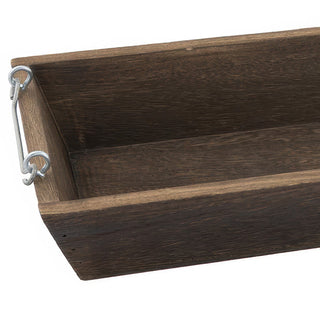 Rustic Wood Nesting Tray Set of 3 with Metal Handles