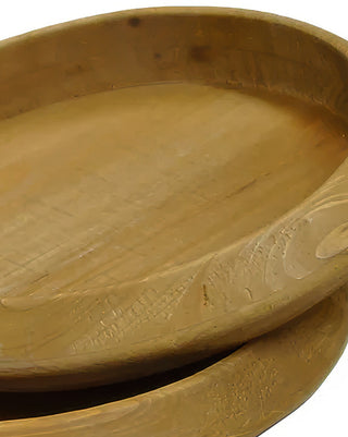 Carved Wood Serving Trays, Set of 2
