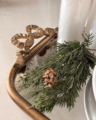 Ornate Bow Antique Gold Mirrored Tray, Set of 2