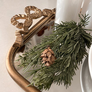 Antique gold tray handle with botanical detail