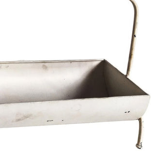 Distressed Ivory Metal Serving Tray Set of 2 with Handles - Vintage Farmhouse