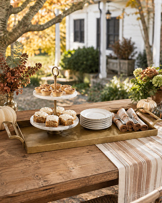 Heavy Metal Serving Trays with Handles, Set of 2 Tabletop Decor